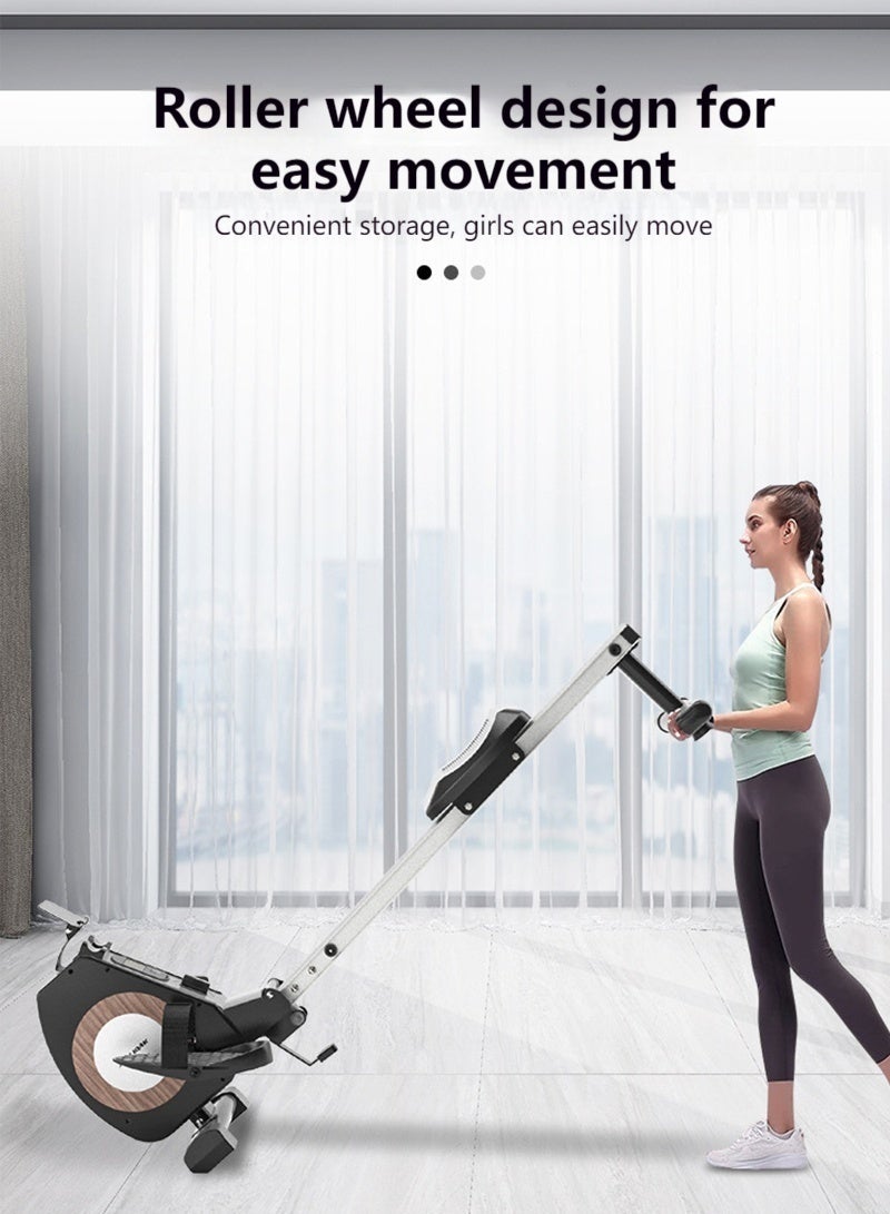 Sharpdo Indoor Household 8-Speed Adjustable Folding Silent Rowing Machine, Heart Rate, Time, Speed, Calories, Mileage Display, With Ipad Holder, Load-Bearing 120kg - Image 4